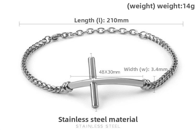 Stainless Steel Sideways Cross Bracelet