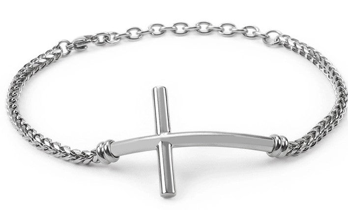 Stainless Steel Sideways Cross Bracelet