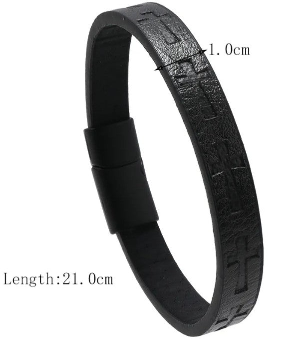 Black bracelet with measurements on a white background