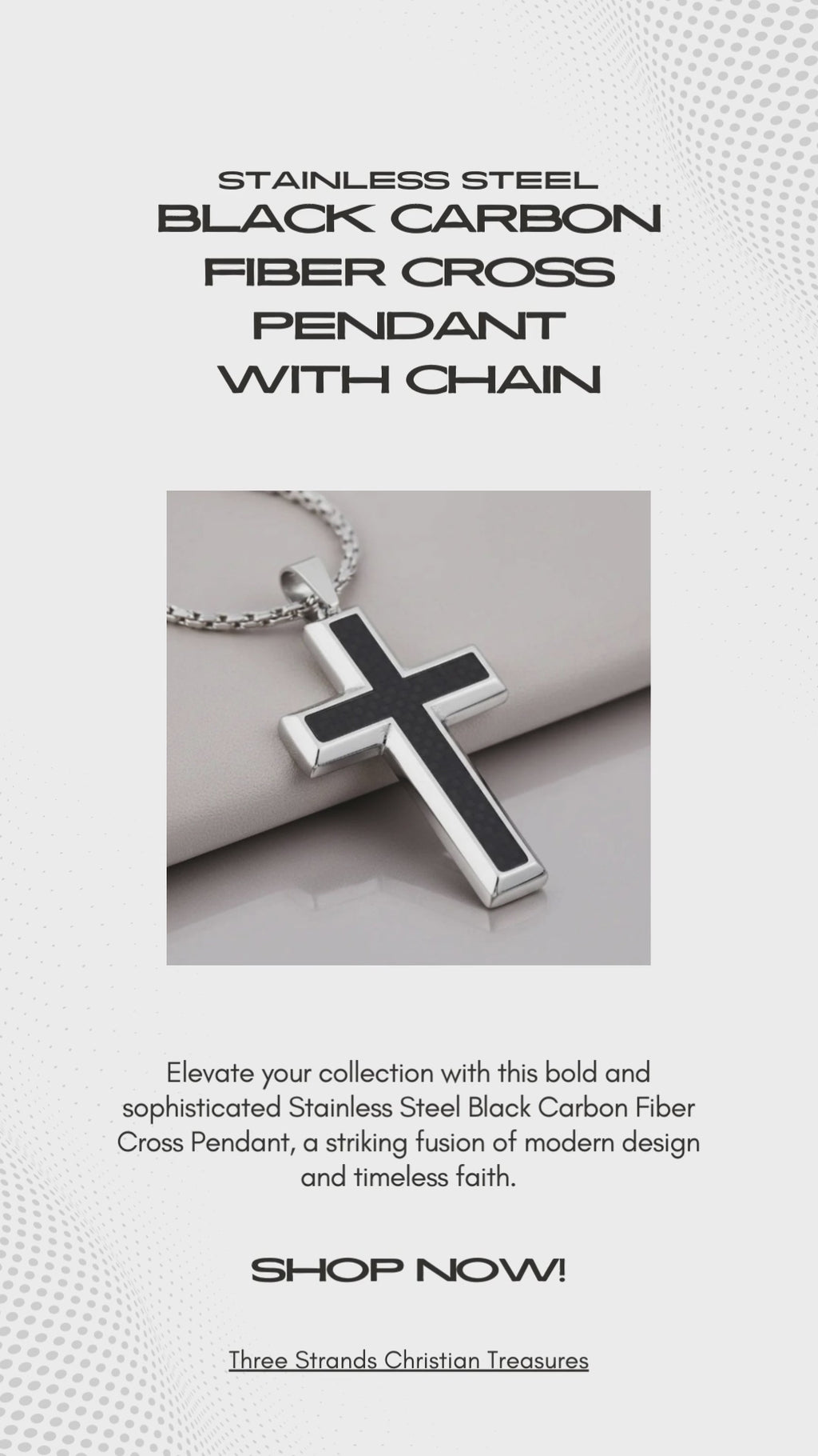 Stainless Steel Diamon Cut Curb Chain Cross Pendant necklace video.