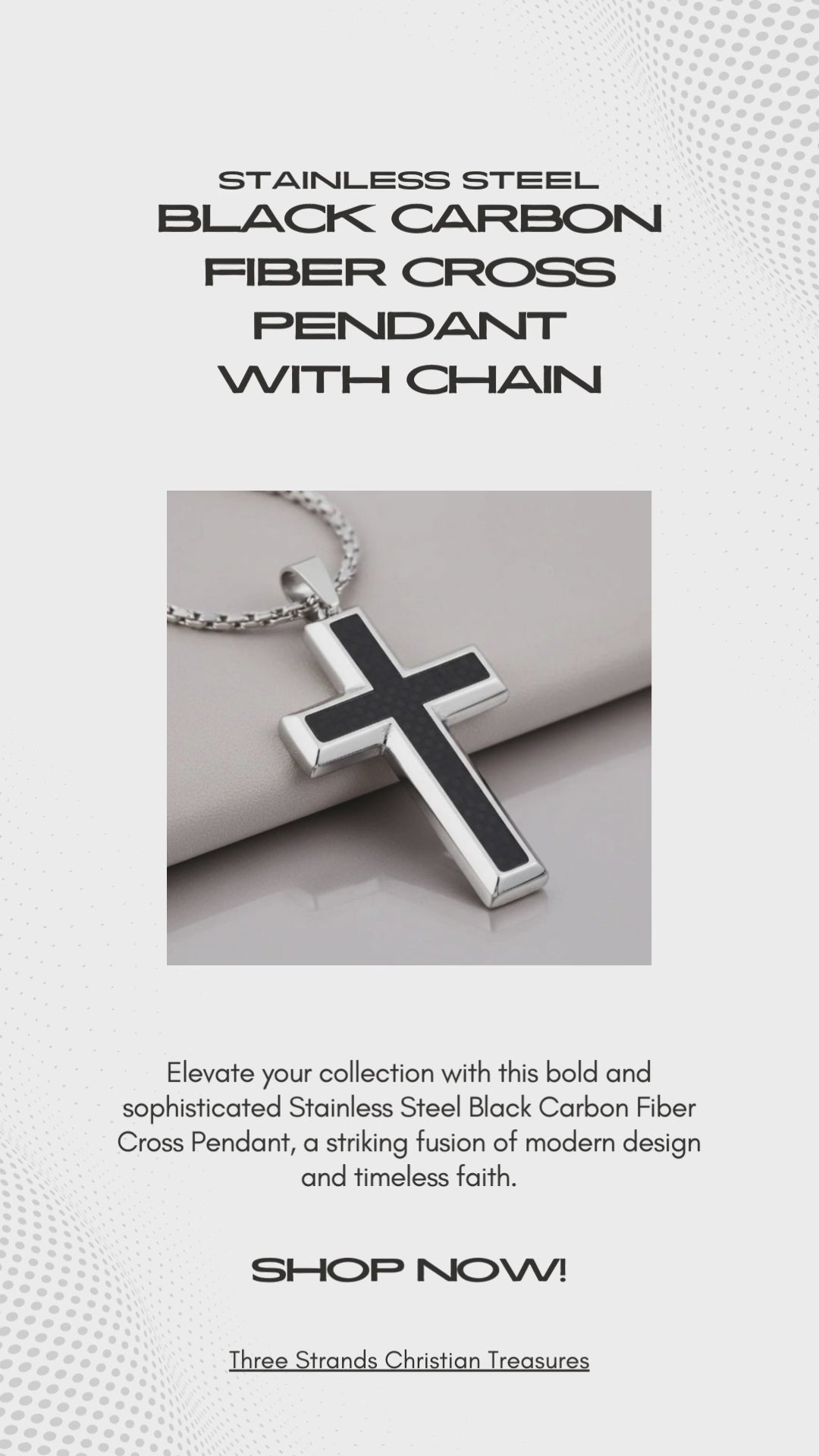 Stainless Steel Diamon Cut Curb Chain Cross Pendant necklace video.